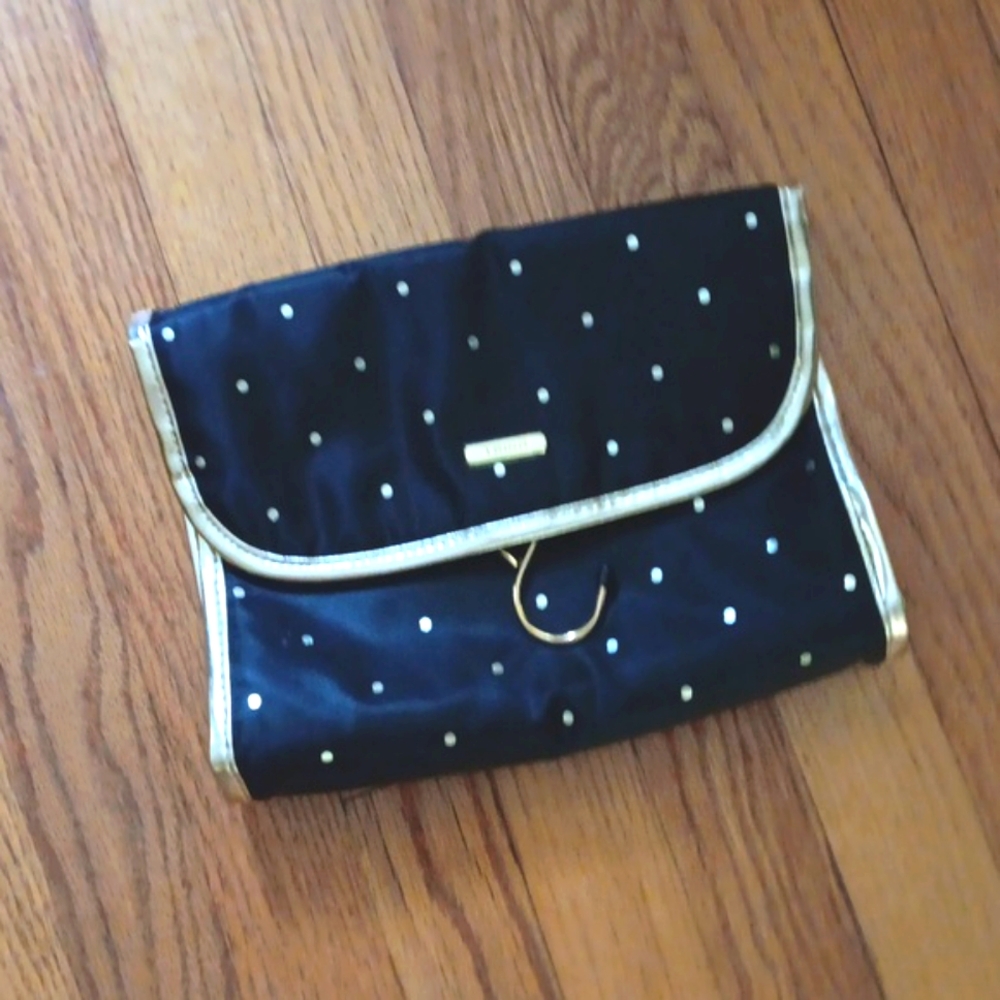 Trina Travel Organizer ■ Black with Gold Metallic Trim-Removable Cosmeti…